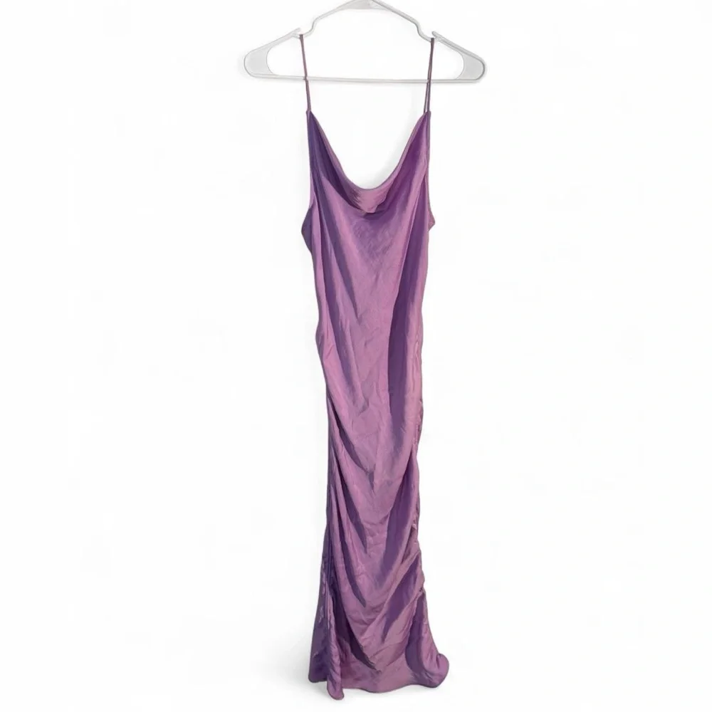Free People Lilac Ruched Slip Midi Dress